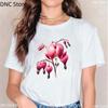 Watercolor Tulip, Lotus Lily Graphic Print T Shirt Women Casual Style Female T-Shirt Summer Fashion 00s Girls Tshirt White Tops