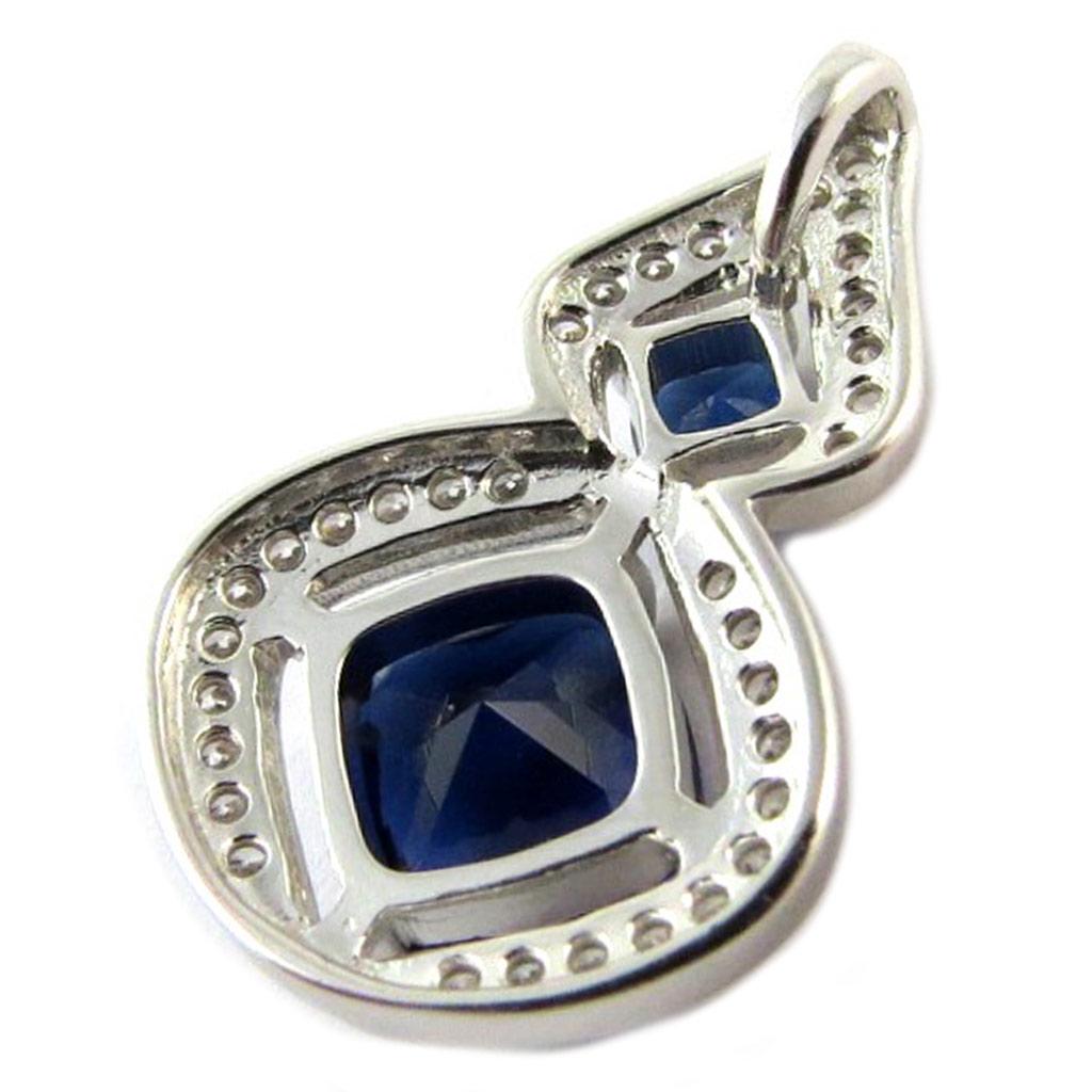 Les Trésors De Lily [P1176] - Silver Pendant 'Sissi' Blue White Sapphire (rhodium-plated) - 24x15 Mm