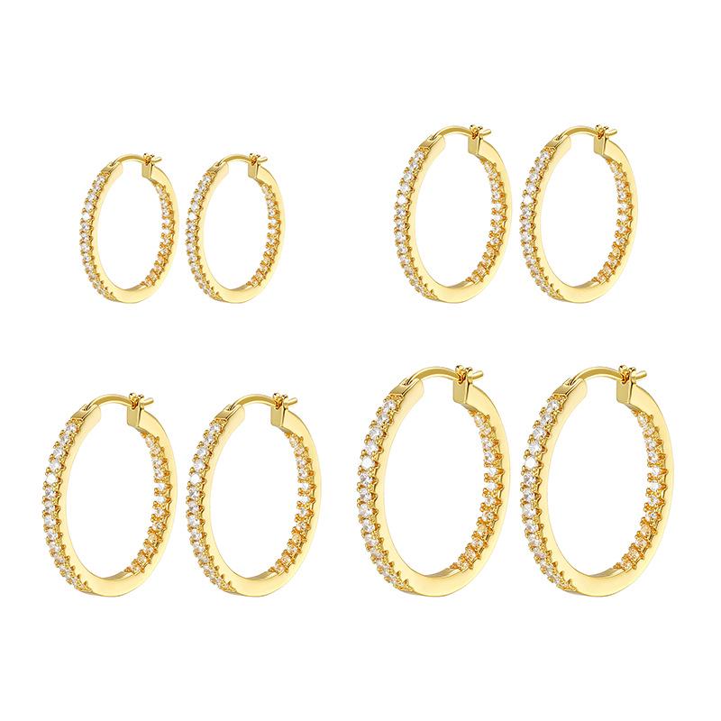Zirconia Oval Earrings for Women, Gold & Silver Versatile Luxury Hoops, Fashionable Cross-Border Ear Studs