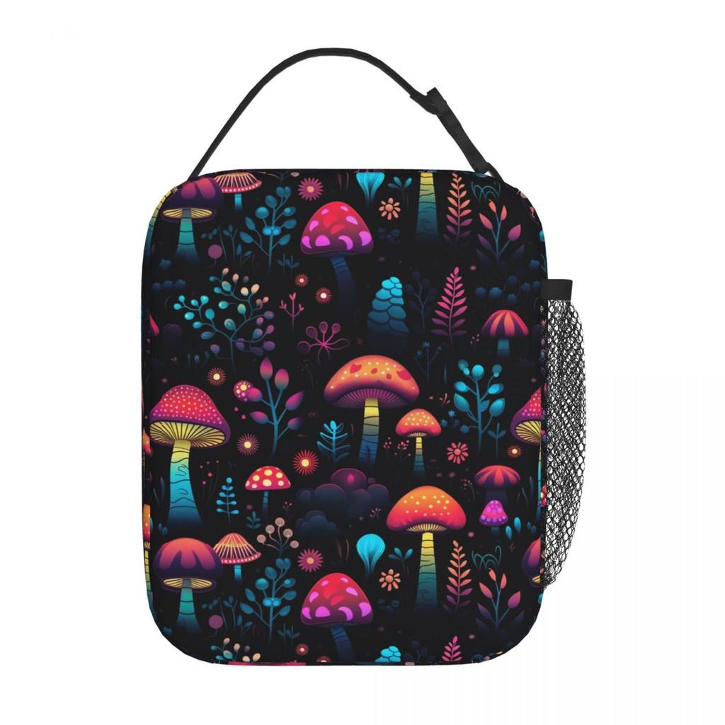 Elf Mushroom Luminescence Pattern Insulated Lunch Bag for Women Kids Leakproof Food Boxes Thermal Lunch Box Tote