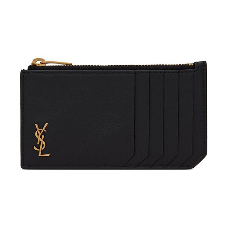 

Saint Laurent Ysl Monogram Gold Logo Zipper Grain Leather Card Holder Women Wallets Black 637425-15B0W-1000 Box(Basic Set+Box)