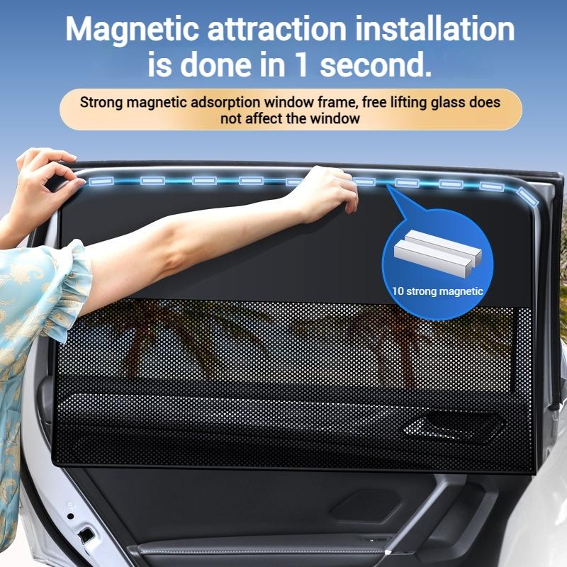 1-4PCS Car Window Shades Magnetic Car Sunshade Curtains UV Protection Mesh Window Screen Suction Curtain Cover Fit for Most Cars