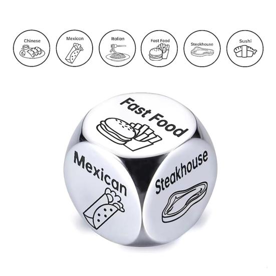 1/2/3Pcs Stainless Steel Food Decision Dice 6 Sides Barbecue Mexican American Seafood Italian Chinese Dinner Decider Dice