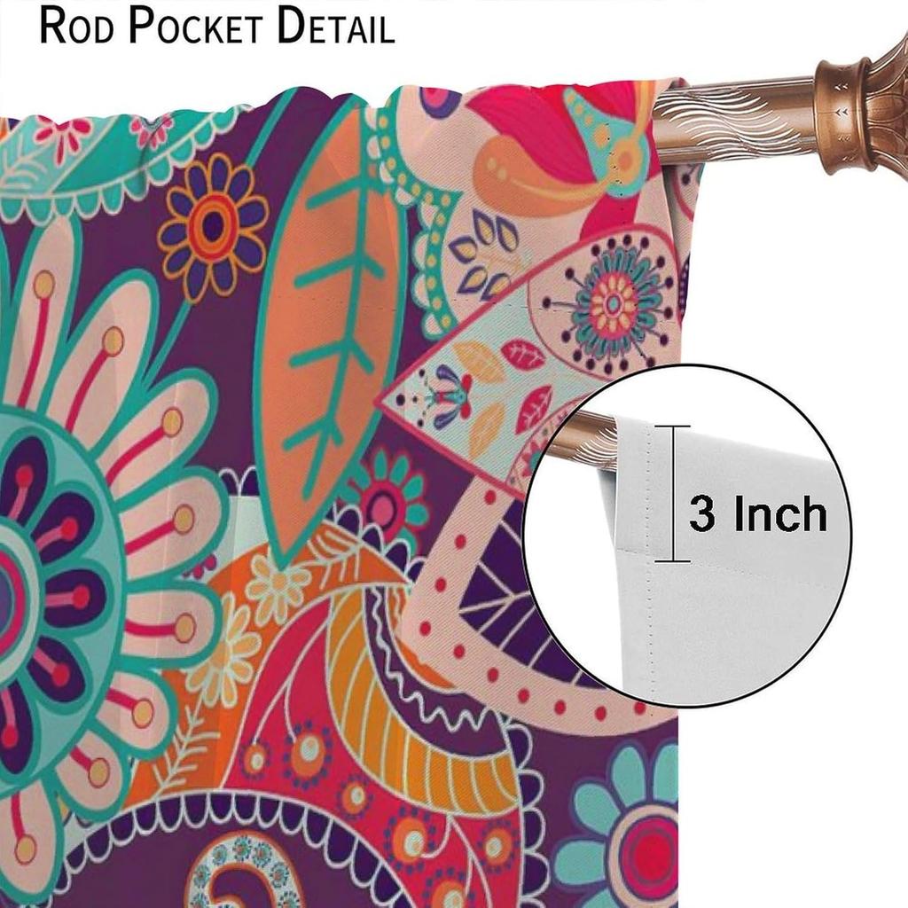 Paisley Floral Window Curtains Vintage Rustic Farmhouse Flowers Style Drapes Living Room Bohemian Blackout Made Of Polyester Sitting Treatment