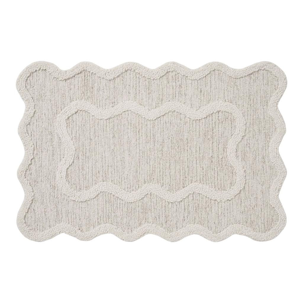 Absorbent Bedside, Non- Doormat for Bedroom, 40 cm, Light Gray Curved