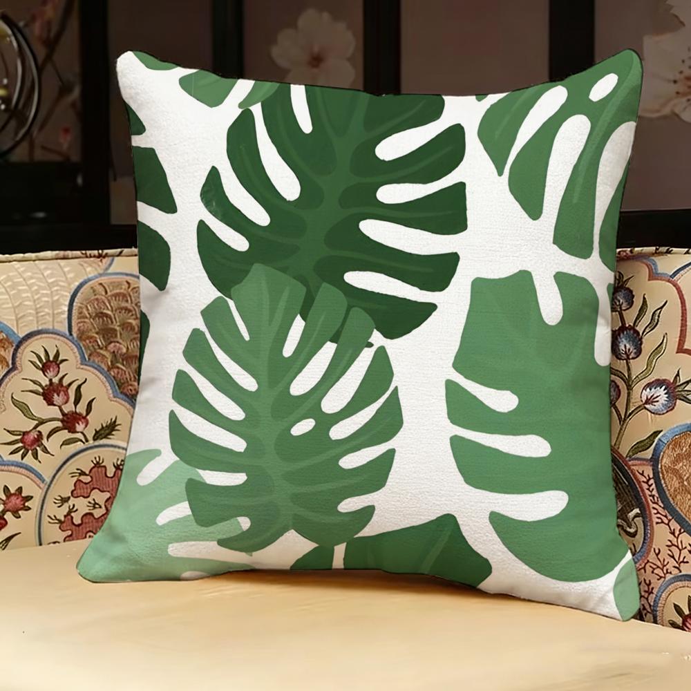 Modern Style Leaf Pillow Case Pillowcase, Double-Sided Printed, Sofa Cushion, Bedroom Headboard Pillow