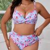 [Bikini Donna Europeo e Americano Taglia Grande Schiena Scoperta Aderente] Slip con Laccetti e Coppe in Acciaio Costume da Bagno Xingcheng Donna