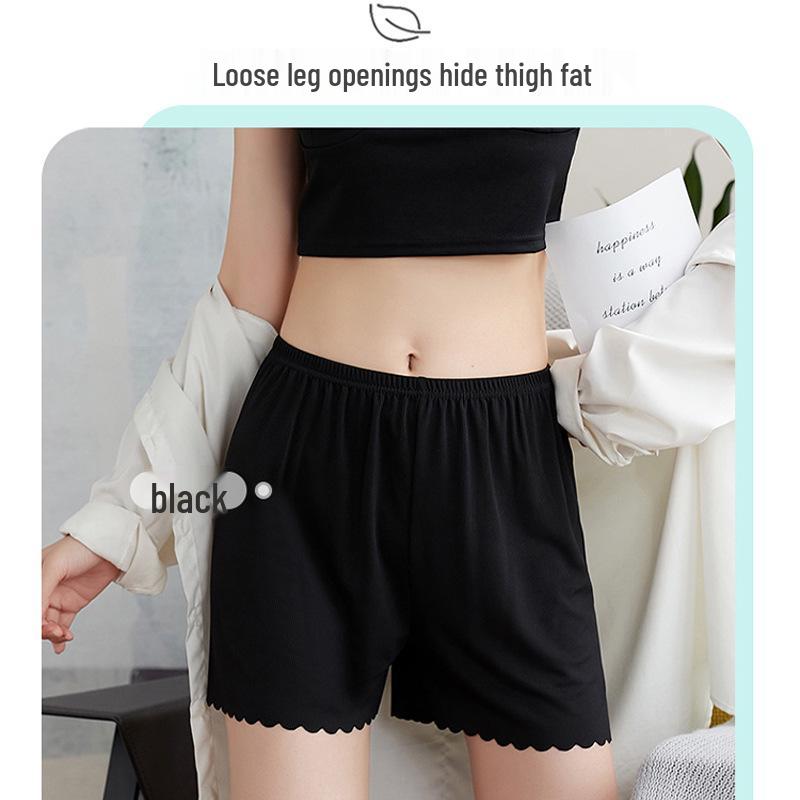 Women's Summer Ice Silk Anti-Exposure Loose Shorts with All-Cotton Crotch