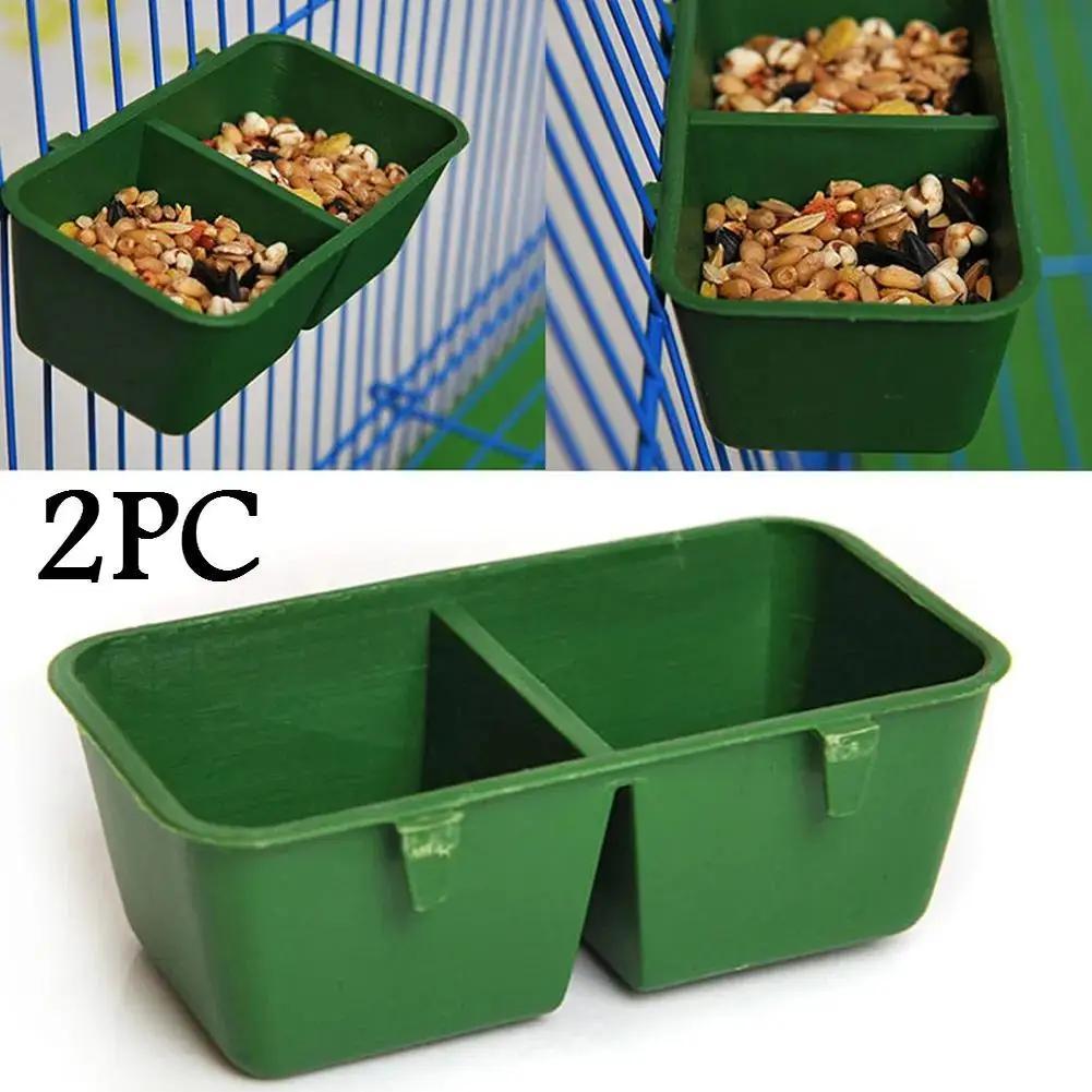 2 Pcs 2 In 1 Parrot Food Water Bowl Dual Feeding Cup Plastic Bird Pigeons Cage Water Food Feeder Bird Parrot Pet Water Bowl