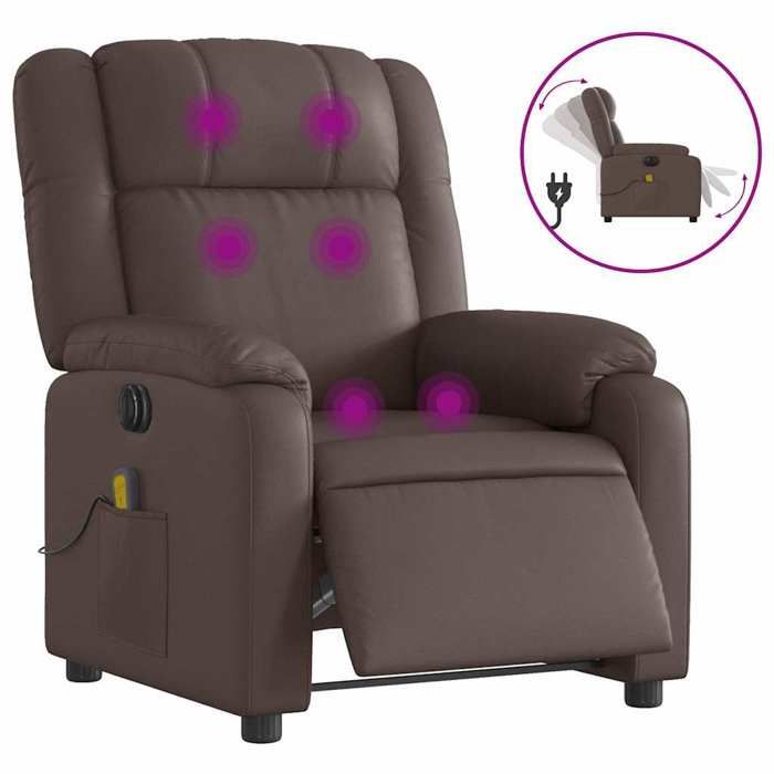 VidaXL Electric Reclining Massage Chair Brown Faux Leather 3205145