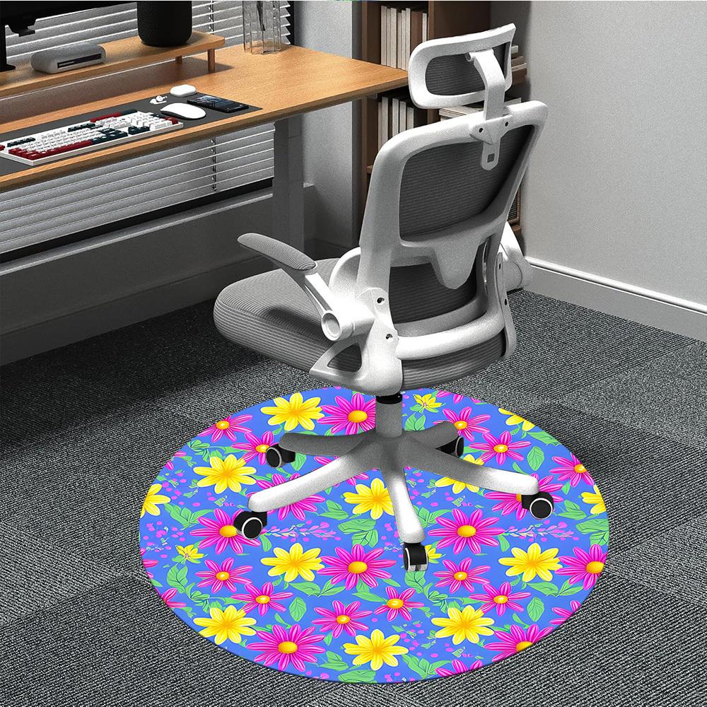 

1pc Floral Pattern Chair Carpet for Office Non-Slip, Machine Washable Rug for Office, Room - Holiday Decor, Machine Made yy251016077 80cm by 80cm