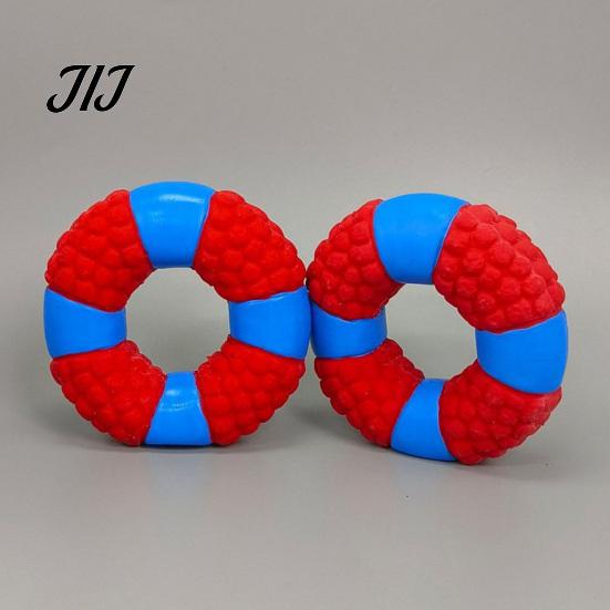 Squeaky Dog Toys Lifebuoy Ring Toy, Latex Chew Teeth Pet Fetch Cleaning Toy for Aggressive Chewers, Interactive Training Puppy Teething