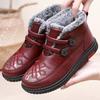 Ethnic Style Ankle Elderly Cotton Boots Winter New Women Waterproof Non Slip Round Toe Plush Keep Warm Flat Sole Cotton Shoes