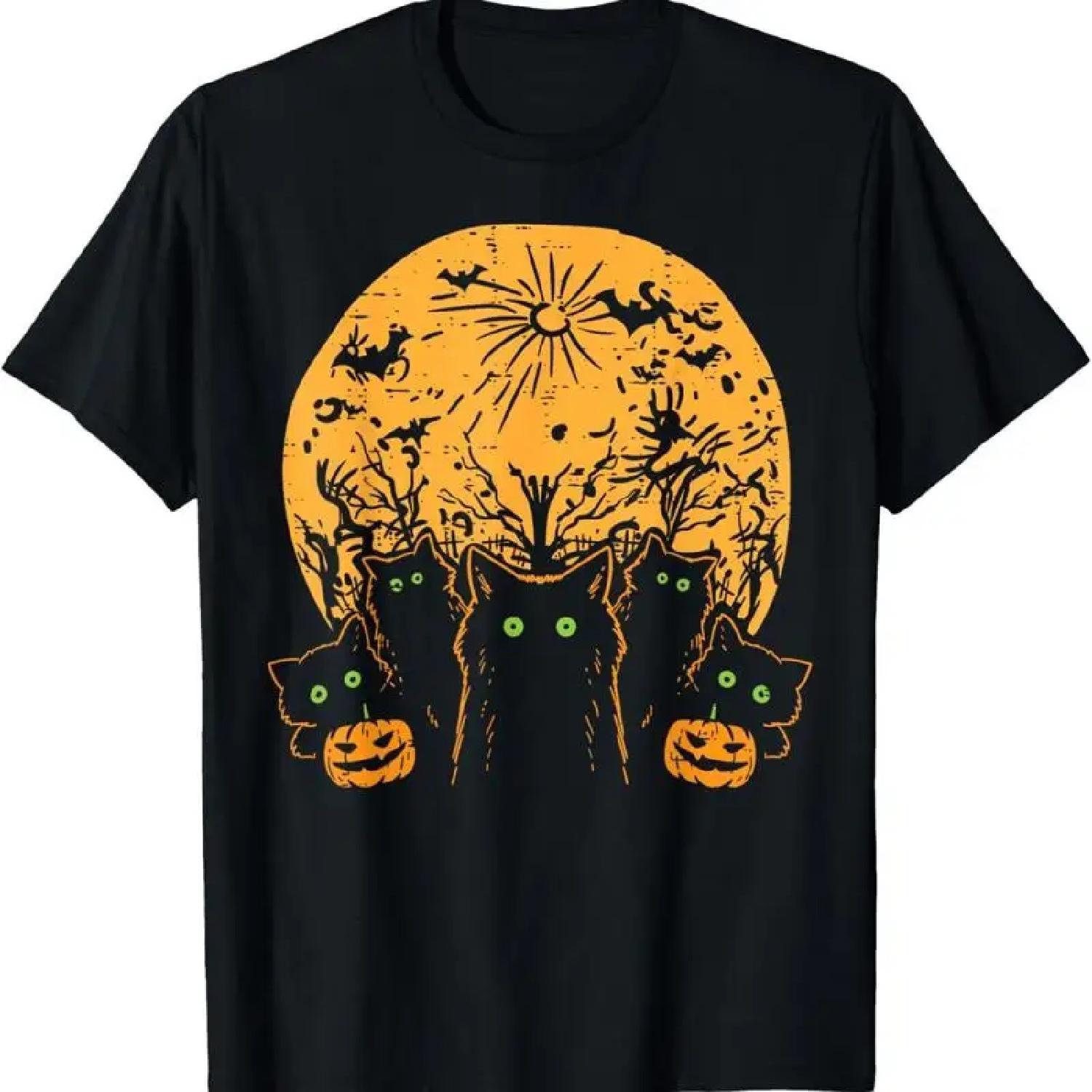 Black Cats Full Moon Halloween Animal Pet Kids T Shirt S