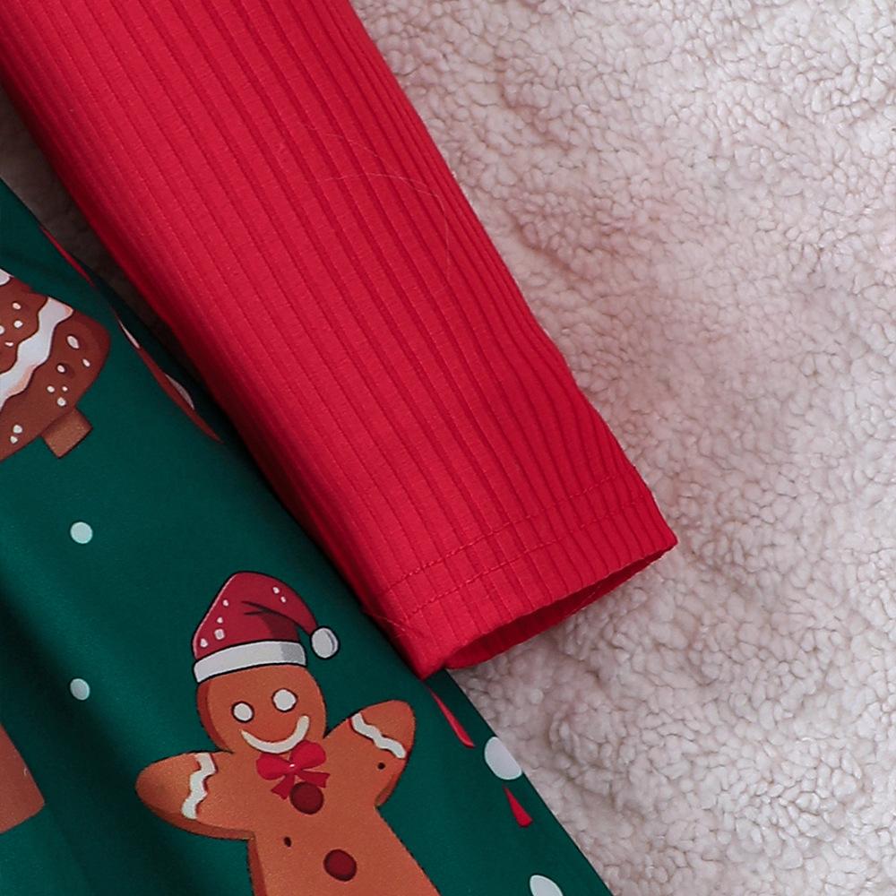 Girls Festive Style Dress Applique Detail Long Sleeve Christmas Party Dress Soft Polyester Blend Toddler Dresses Layering Outfit