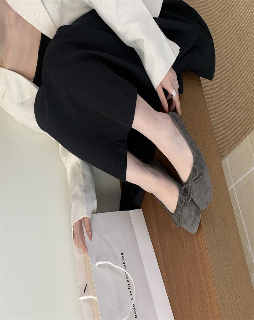 Shoes Women's Shoes French Single Shoes Bow Flat Bottom Shallow Mouth New Gentle Spring Pedal