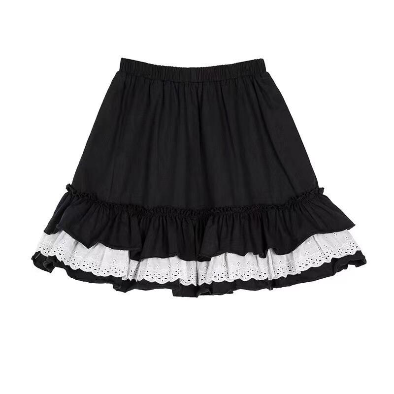 Mini Skirts Women Lace Ruffle Japanese Kawaii