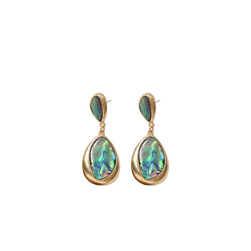 Elegante Damen-Tropfenohrringe: Silbernadel Perlmutt Oval Dangles