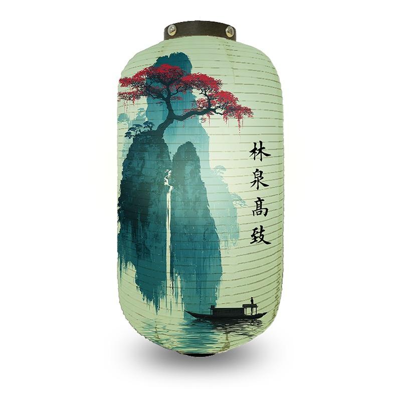 Chinese Pine Tree Scenery Pattern Lantern Outdoor Traditional Cylinder Lantern Wedding New Year Festival Decoration Lantern