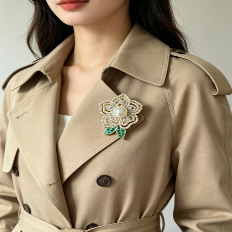 Trendy New Flowers Women Brooch Luxurious High-End Floral Pearl Pins Fashion Female Party Coat Dress Scarf Accessories Jewelry