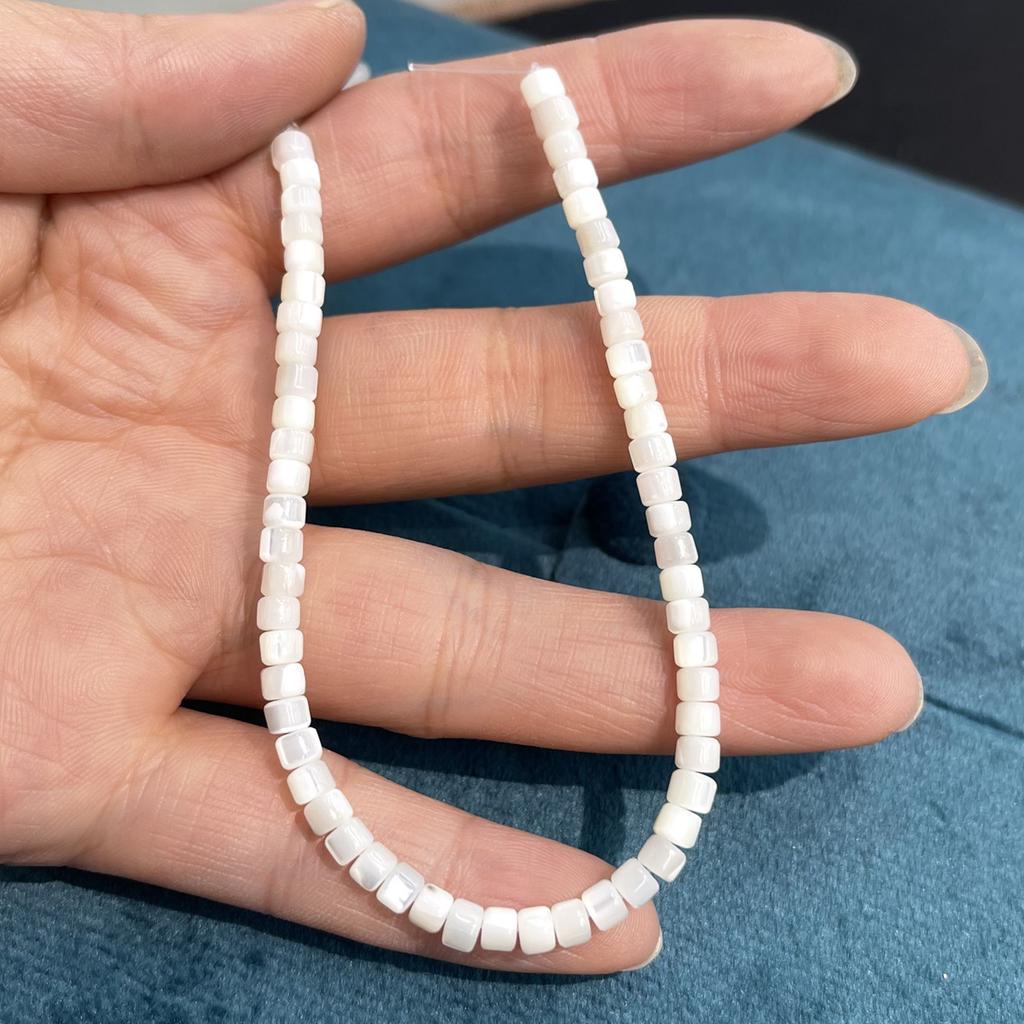 1String, White Natural Freshwater Shell Beads, 3×4mm, Horseshoe-shaped Round Shell Beads for DIY Jewelry Making 18cm