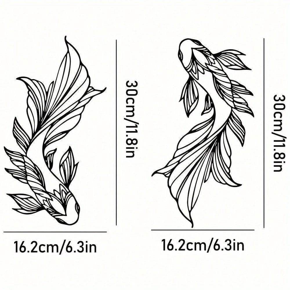 

Metal Koi Fish Wall Art Set, Modern Home Decor, Minimalist Line Design, Living Room Wall Hanging, Feng Shui Inspired Rama Decoration TY8023-30cm