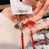 Red Folding Fan Earrings Chinese Style Tassel Ear Hooks Women New Year Party Good Luck Metal Jewelry Gifts Luxury-Style Earrings