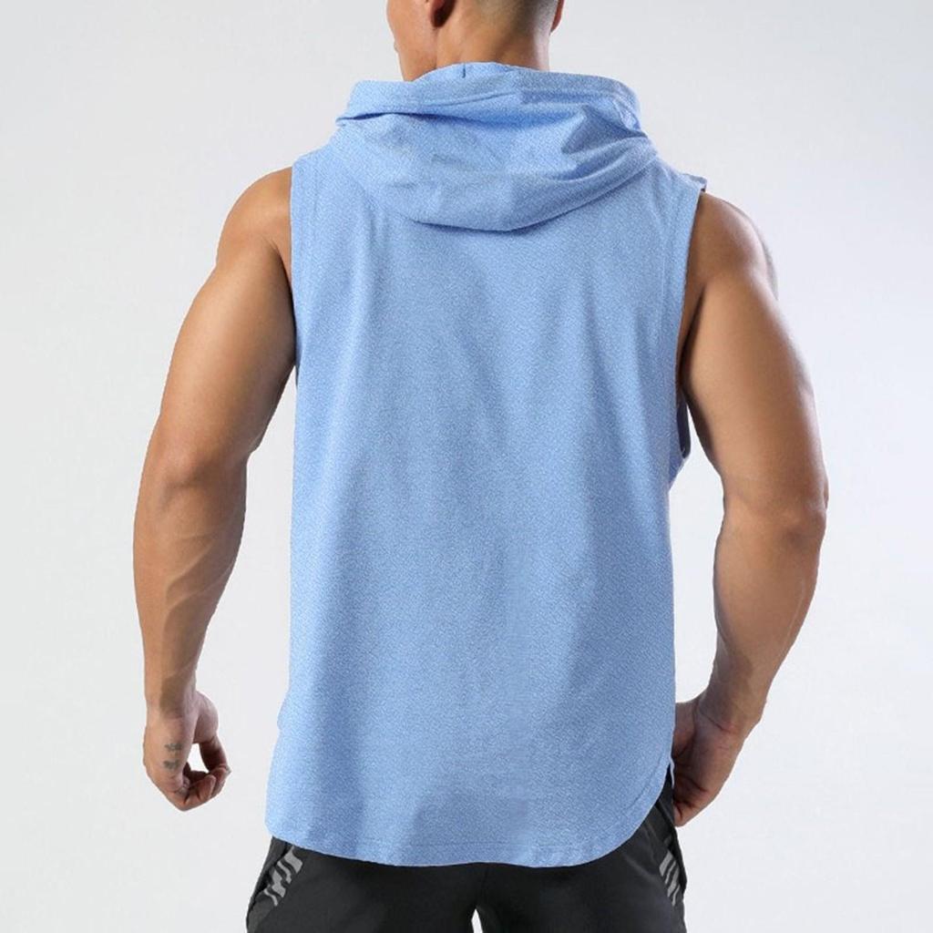 Men's Summer Thin Sleeveless Hooded Vest Sports Sweatshirt Basketball Jacket Waistcoat Bottoming Shirt Top