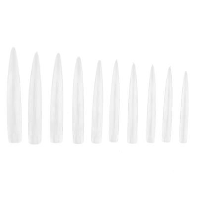 10pcs Professional Long Pointed Nail Tip Home Salon Fake False Nail Set Manicure Tool