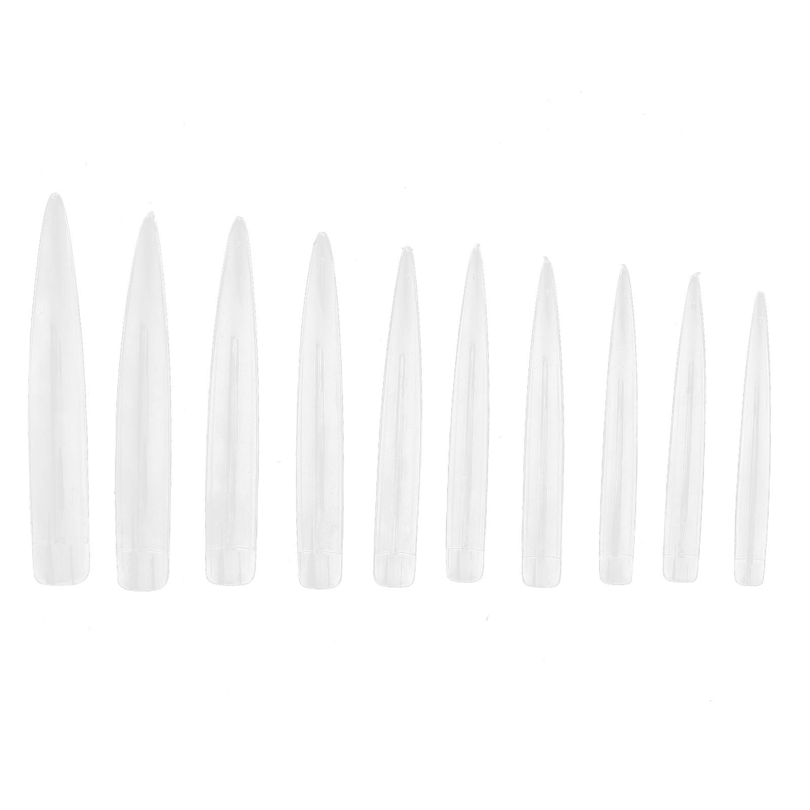 

10 шт. профессиональные длинные заостренные кончики ногтей для домашнего салона, набор накладных ногтей, маникюрный инструмент Natural Color