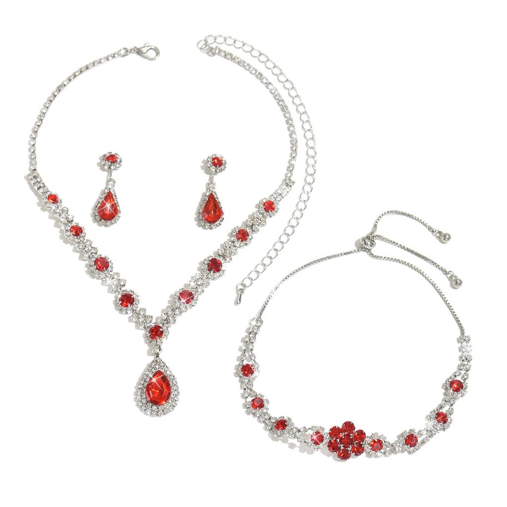 Women's Crystal Droplet Necklace Earrings for Wedding Evening Bride Jewelry Accessories