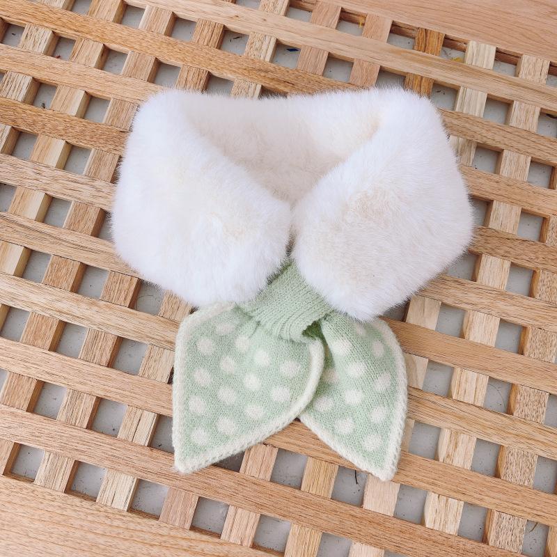 Cute Winter Scarf For Children Faux Fur Plush Collar Dot Kids Girl Scarves Warm Thick Solid Color Snow Outdoor Neck Warmer