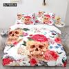 Povlak na přikrývku Sugar Skull King Mikrovlákno Růžový Ložní Set Květinová Lebka Povlak na Přikrývku Černá Červená Oranžová Kostra Jednolůžkový Povlak na Prošívanou Přikrývku