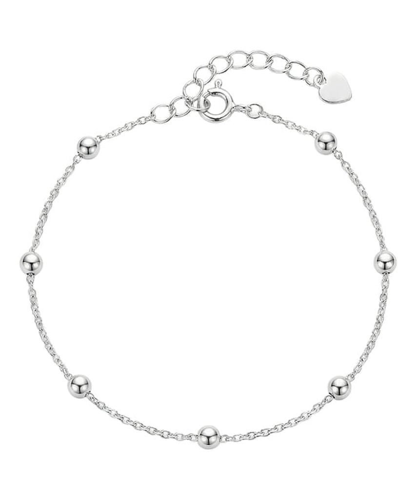 Alleun Silver 925 Thin Chain Silver Ball Bracelet