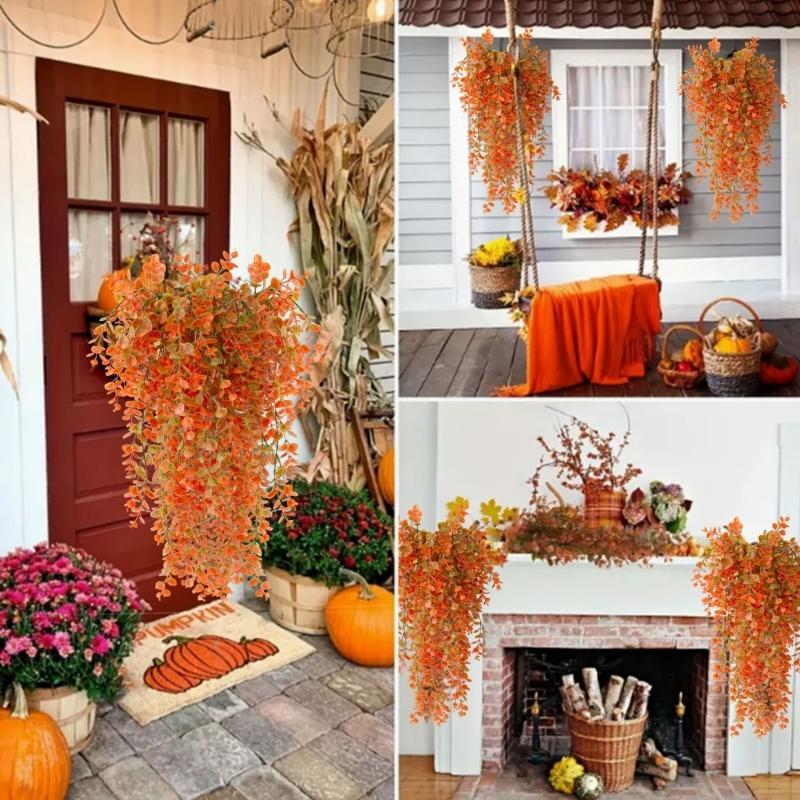 2x Fall Artificial Hanging Plants Faux Eucalyptus Vine Indoor Outdoor Home Decor