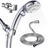 Pommeau de douche avec pommeau de douche à main haute pression relié par un tuyau extra long