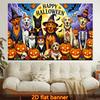 1pc Horizontal Wall Tapestry Suitable for Living Room, Bedroom, Office Decor - Spooky Night & Pets Themed Colorful Aesthetic Hanging Panel