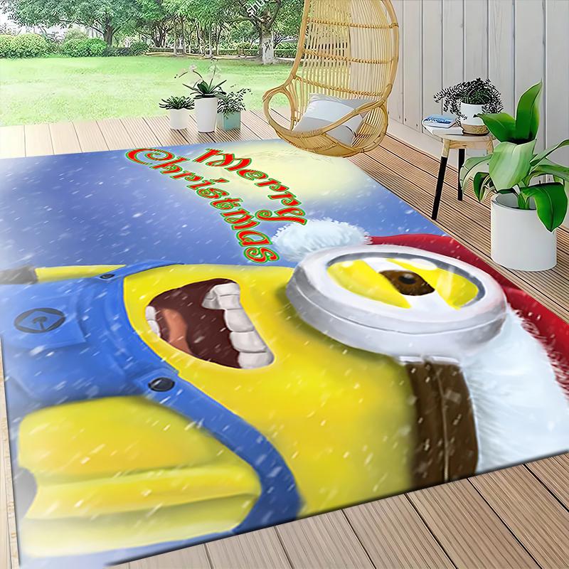 1Pc Christmas Minion Celebration Carpet Rug Soft Washable Antislip Home Living Room Sofa Mats Personalized Christmas Rug