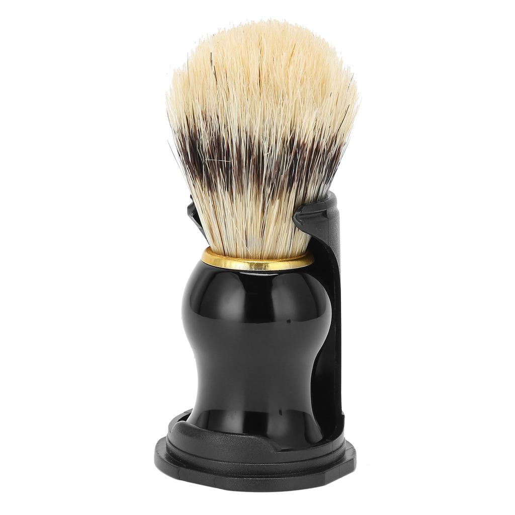 Men's Shaving Brush Face Cleaning Bristle Soft Hair Shaving Brush with Black Drip Stand Holder