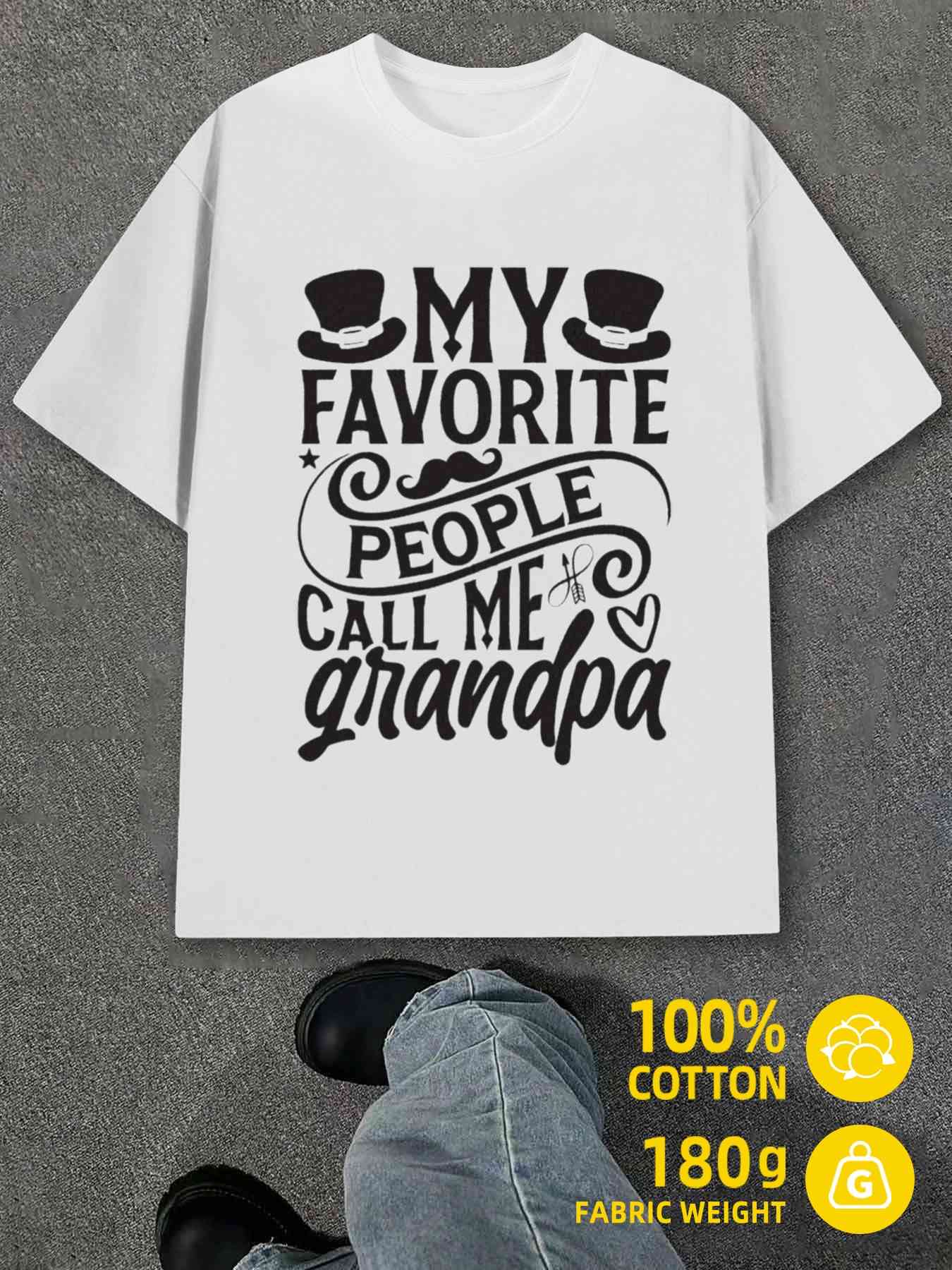 Unisex T-Shirt Y2K Favorite Grandpa 1pc Couple White 4XL