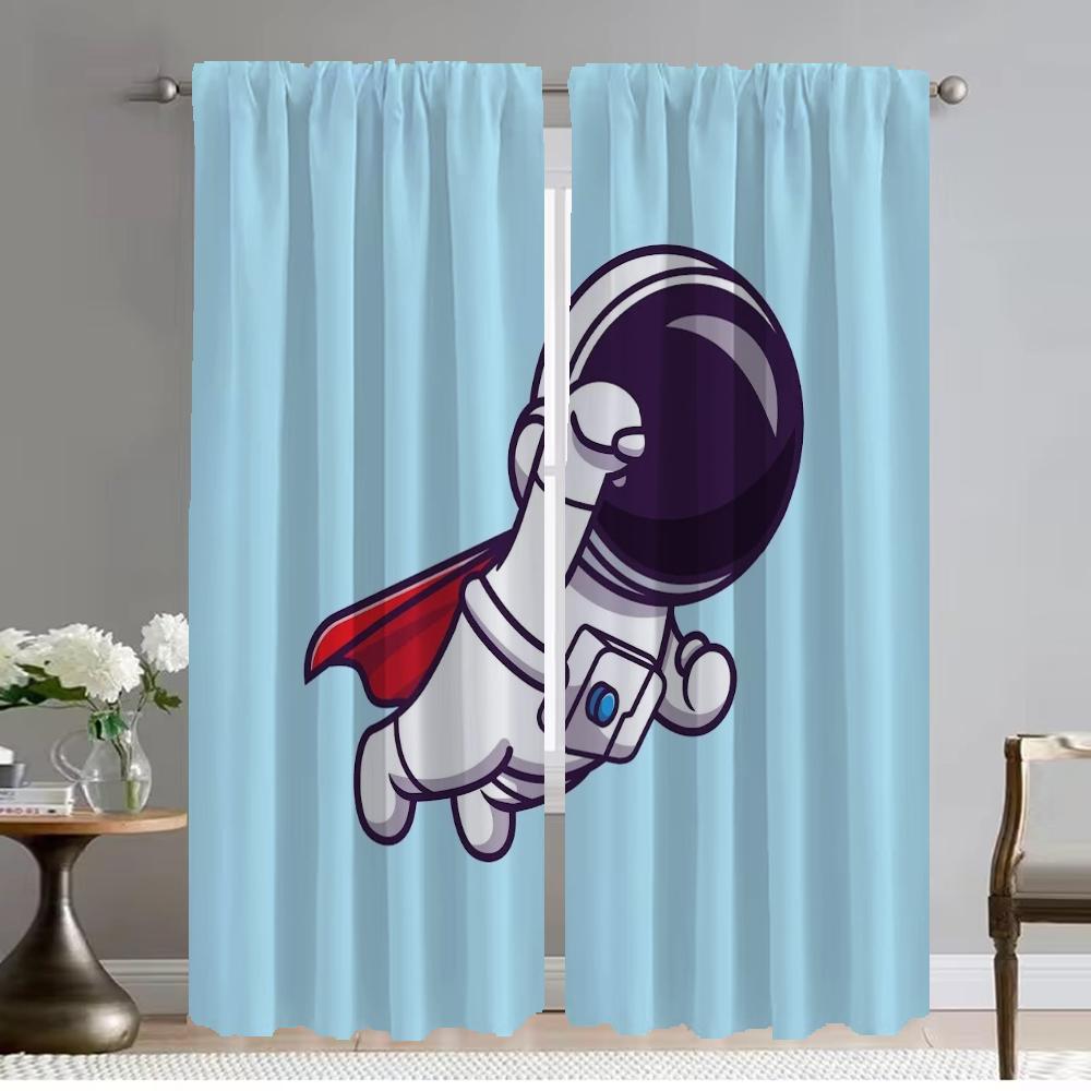 

Шторы с изображением астронавта для гостиной, шторы для комнаты, 2-х панельные шторы, украшения на Хэллоуин, перегородки, шторы для домашнего интерьера W50xH70cmx2pcs-CL