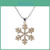 Frozen Snowflake Pendant Necklace With Crystal Finish For Travel And Holiday