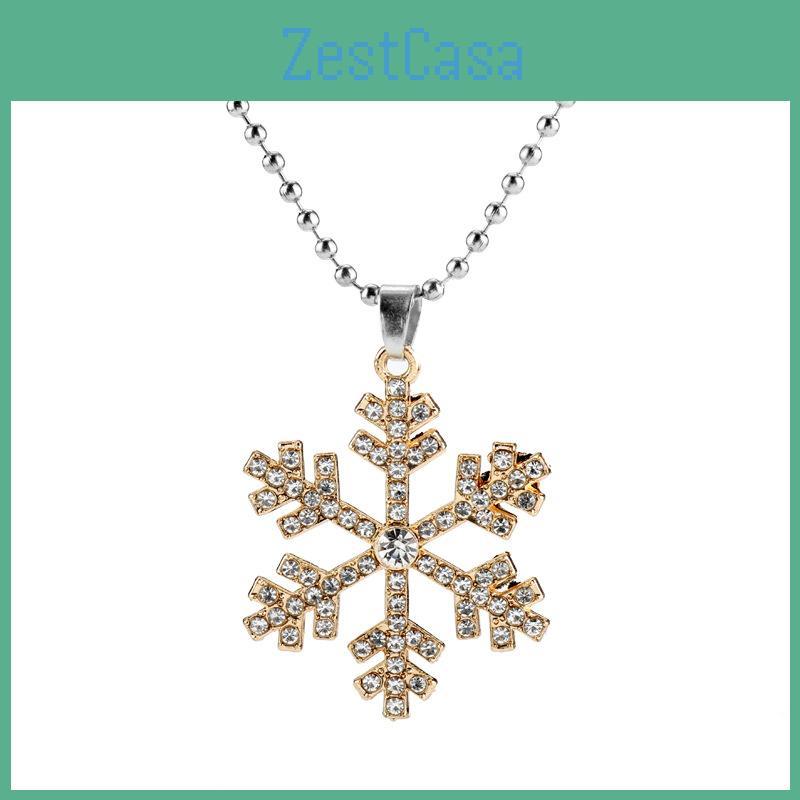 Frozen Snowflake Pendant Necklace With Crystal Finish For Travel And Holiday