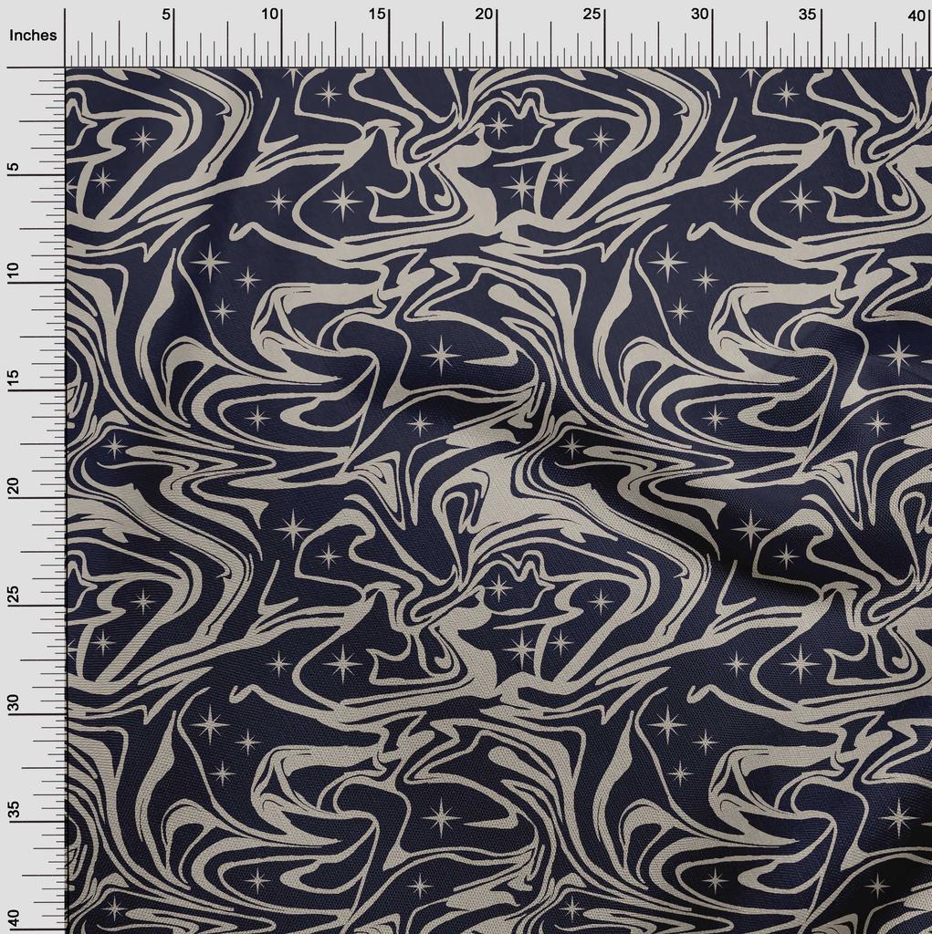 oneOone Cotton Flex Dark Blue Fabric Abstracts Sewing Material Print Fabric By The Yard 40 Inch