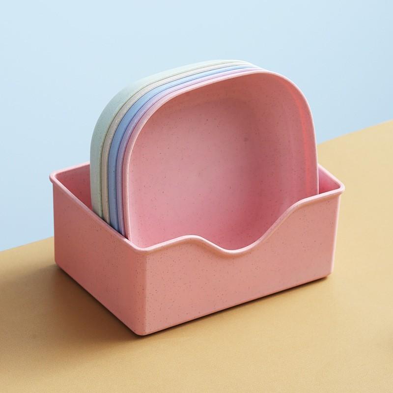 10Pcs Multi-function Color RandomSpit Bone Dish Household Food Grade Plastic Spit Round Square Set Dining Table Garbag