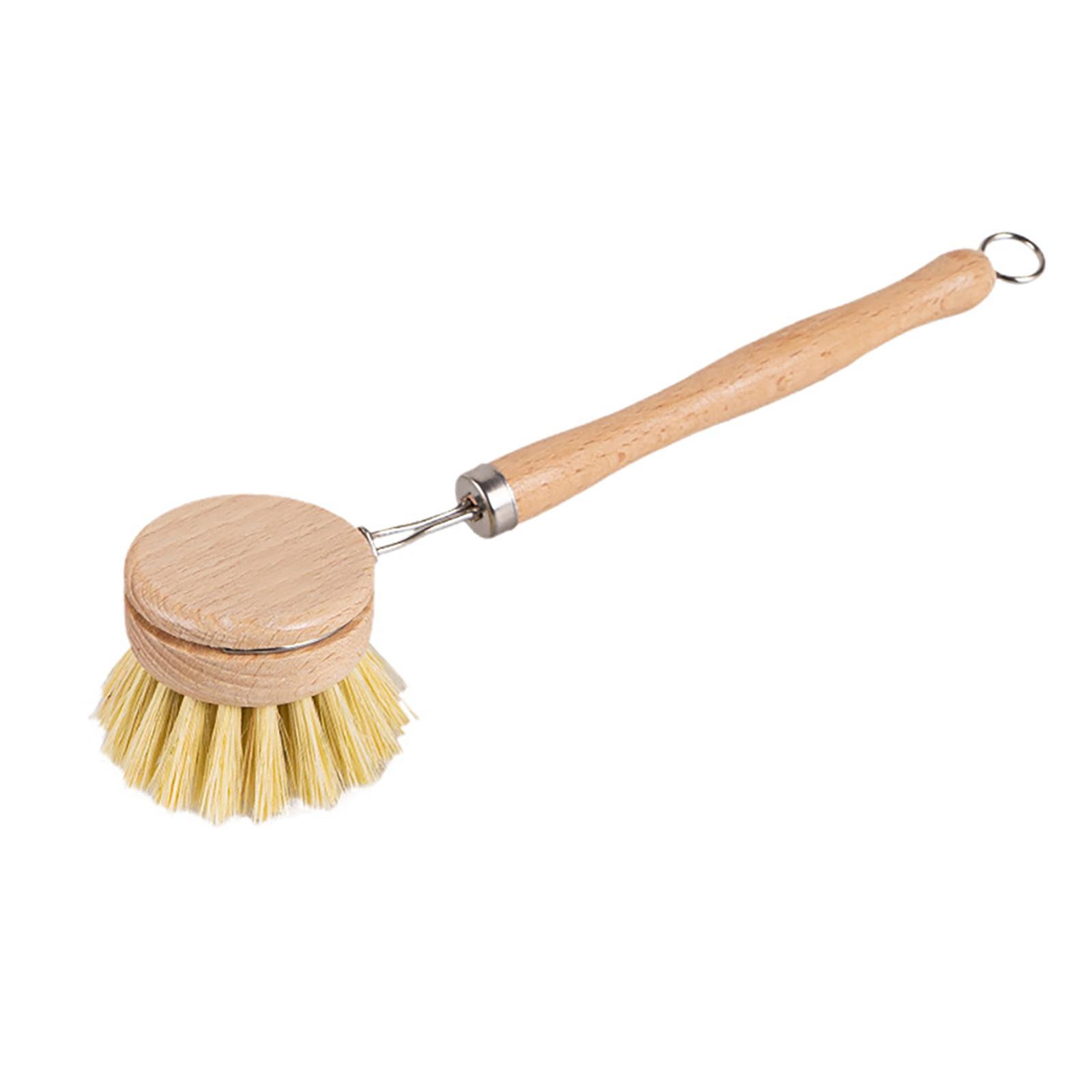 Dish Cleaning Brush Long Handle Pan Brush Solid Dish Scrubber Brush Wear-resistant Beech wood long brush#1