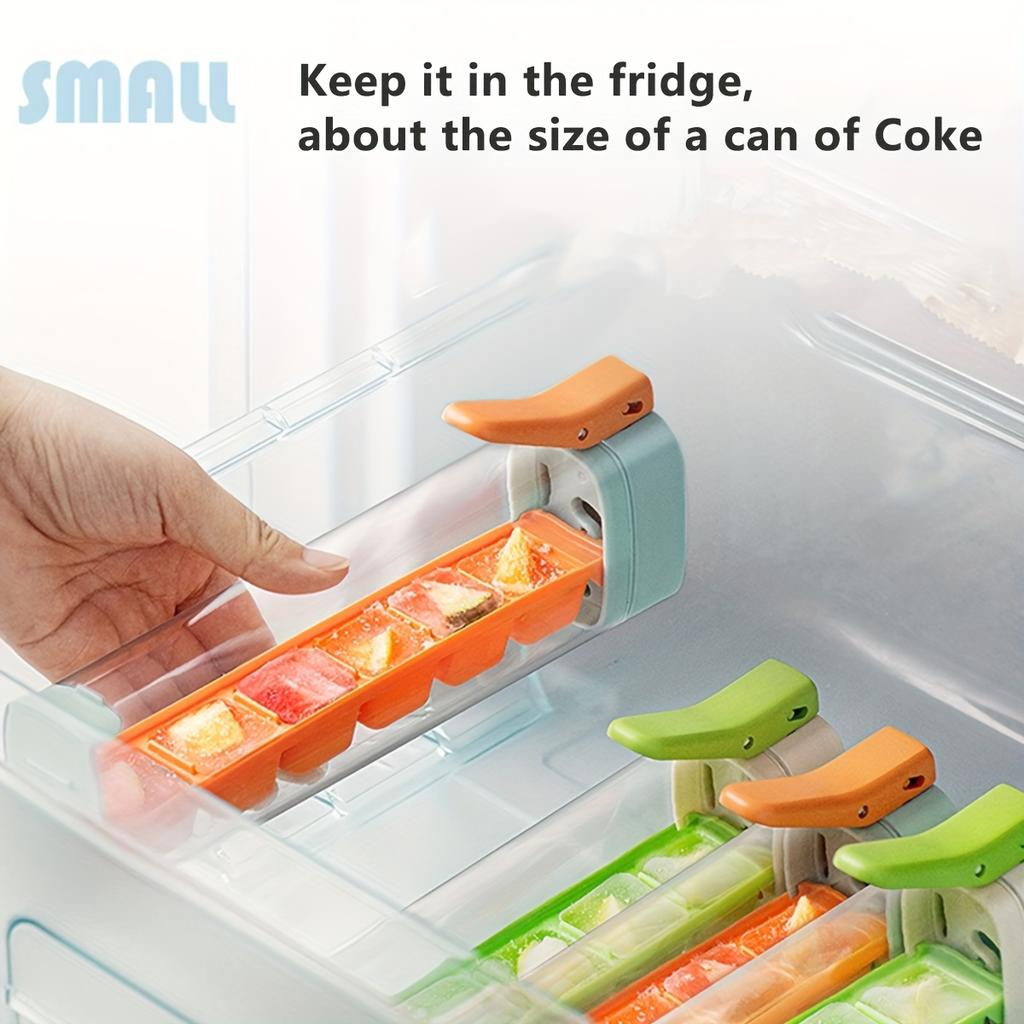 6pcs Plastic Ice Cube Trays, Single-Handed Press, Small Ice Molds for Refrigerator, Food-Grade Ice Storage Boxes, Home Use, Large Ice Trays