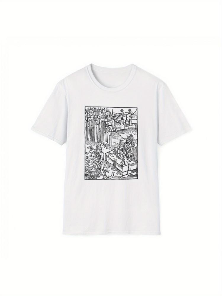 Medieval Battle Scene Bohemian Style design100 cotton summer Oneck short sleeve casual printed mens Tshirt