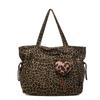 Korean Retro Leopard Print Canvas Tote Bag - Fashionable, Large Capacity, Shoulder/Underarm Style Suitable for Commuting and Shopping