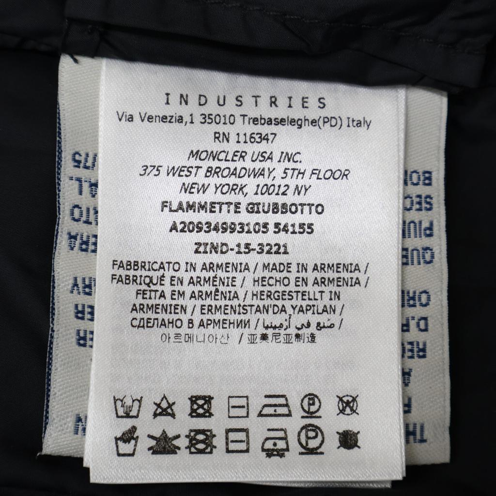 MONCLER FLAMMETTE Flamette down coat 1 blackUsed